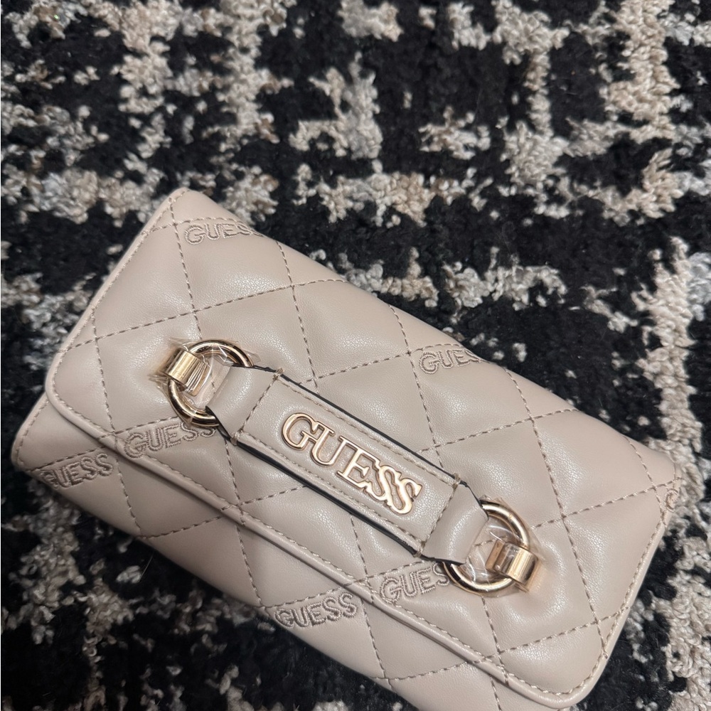 GUESS Taupe Quilted Clutch
